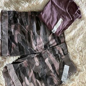 Pinky & beige camo shorts with tank to match shorts size 8 tank size m